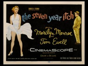 Plakat reklamujący film z udziałem Marilyn Monroe, "Słomiany wdowiec".